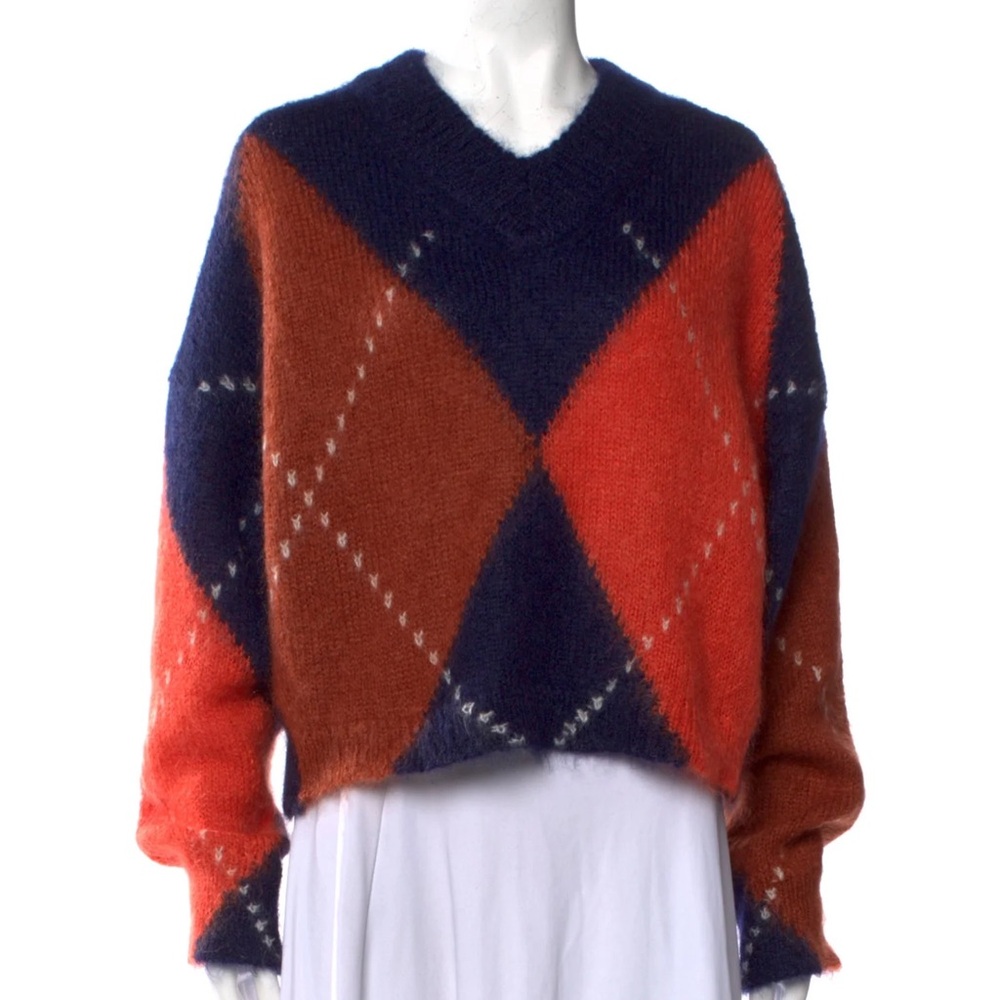 COS Argyle Pattern Sweater - Navy and Orange